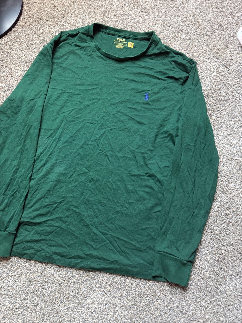 Polo by Ralph Lauren Long-Sleeve Crewneck Tee - Dark Green with Blue Pony